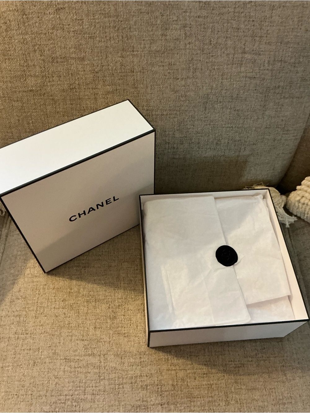 CHANEL White Box with Black Logo and Trim